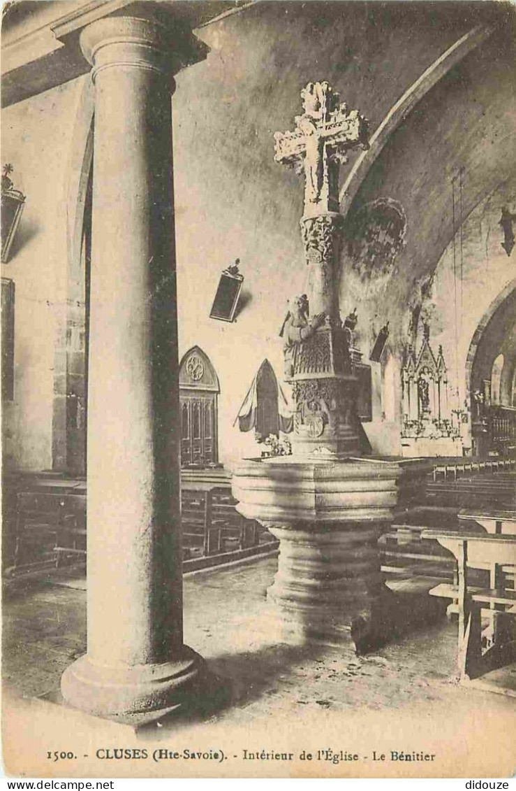 74 - Cluses - Intérieur De L'Eglise - Le Bénitier - Correspondance - CPA - Oblitération Ronde De 1933 - Voir Scans Recto - Cluses