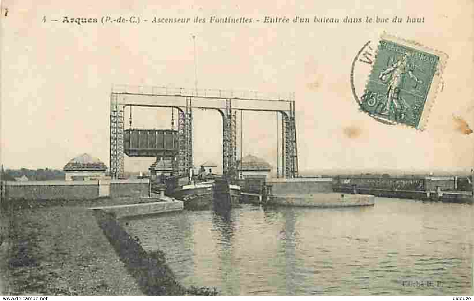 62 - Arques - Ascenseur Des Fontinettes - Entrée D'un Bateau Dans Le Bac Du Haut - Oblitération Ronde De 1918 - CPA - Vo - Arques
