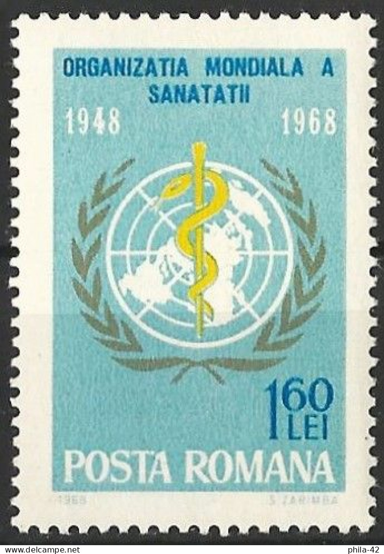 Romania 1968 - Mi 2675 - YT 2378 ( W.H.O. (World Health Organization), 20th Anniversary ) MNH** - Unused Stamps