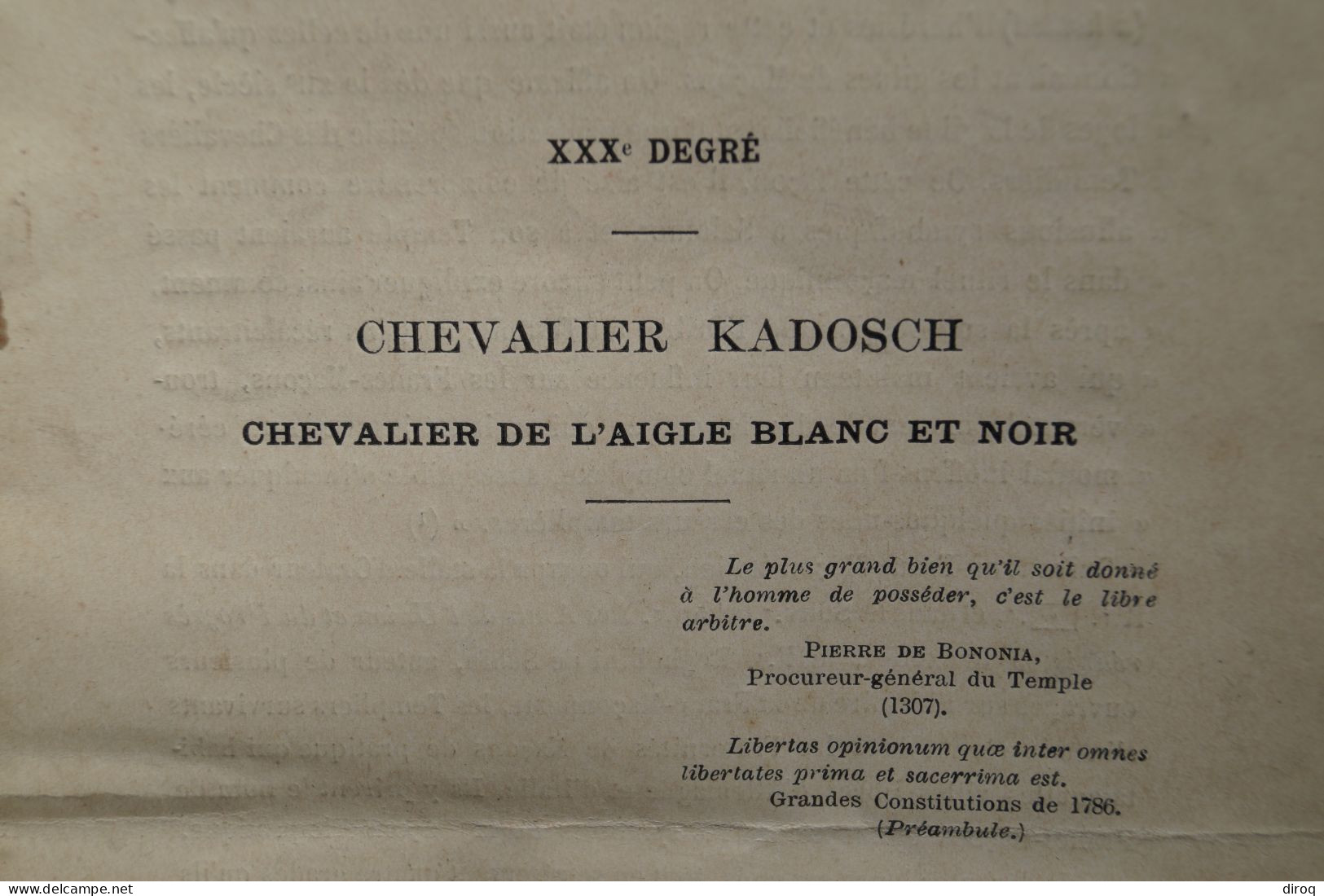 Franc-Maçonnerie,instructions,Chevalier Kadosch,18 Pages,22,5 Cm. Sur 14,5 Cm.,originale Pour Collection - Religión & Esoterismo