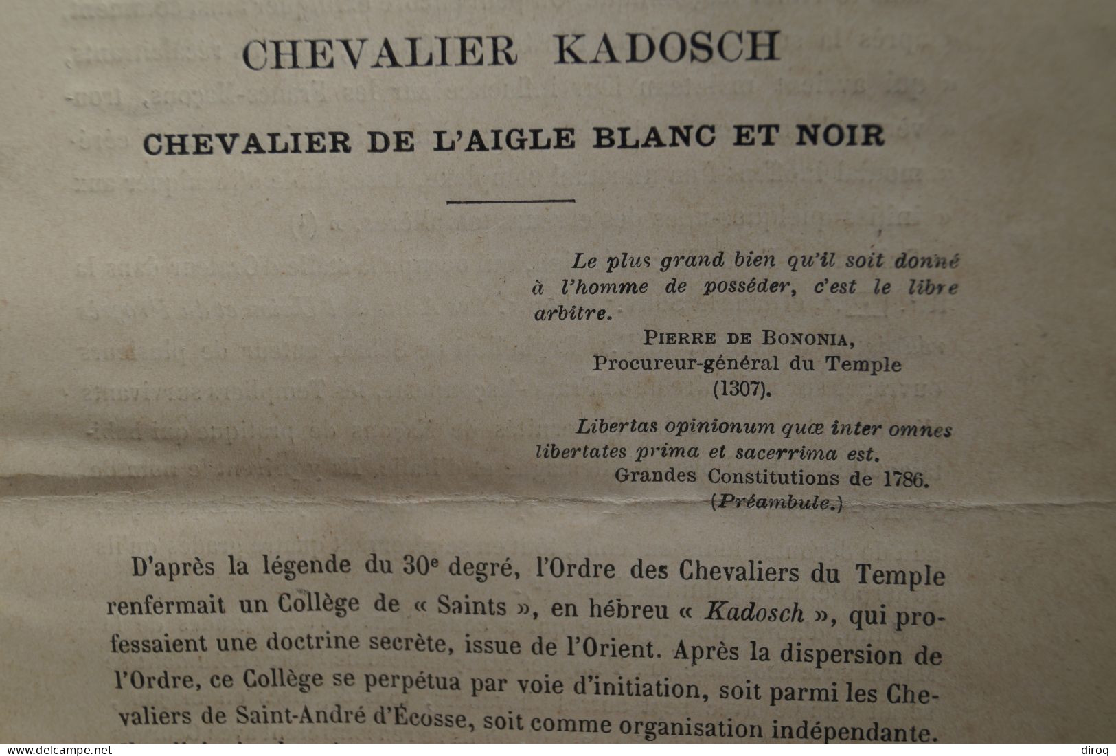 Franc-Maçonnerie,instructions,Chevalier Kadosch,18 Pages,22,5 Cm. Sur 14,5 Cm.,originale Pour Collection - Religión & Esoterismo
