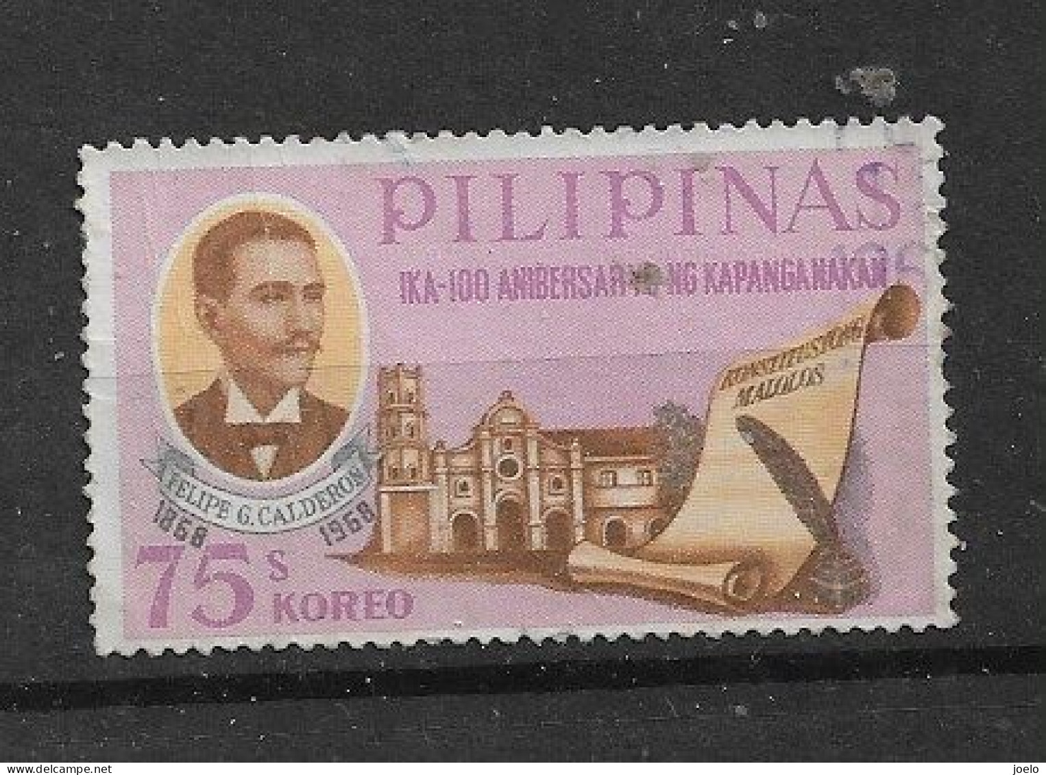 PHILIPPINES 1968 AUTHOR & LAWYER FELIPE G CALDERON  BIRTH CENTENARY - Filippijnen