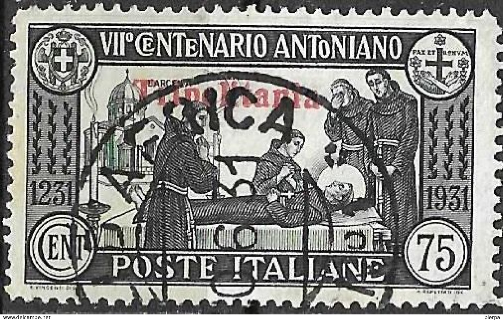 TRIPOLITANIA - 1931 - S. ANTONIO - C. 75 - USATO (YVERT 122 - MICHEL 155 - SS 91) - Tripolitaine