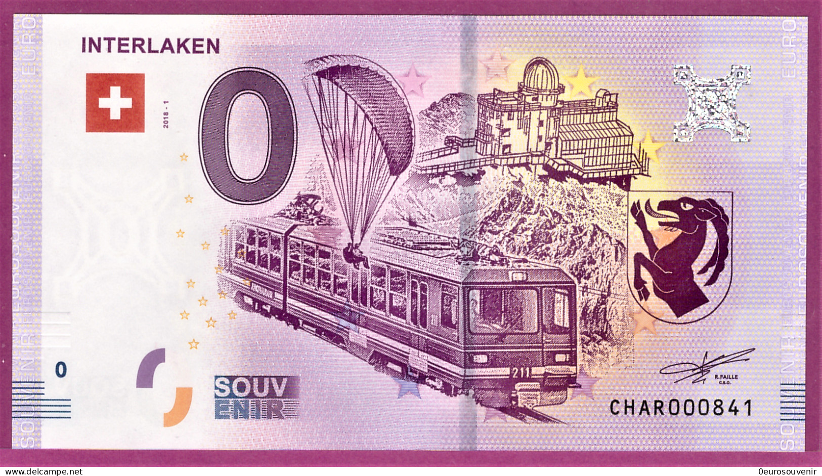 0-Euro CHAR 2018-1 INTERLAKEN TRIEBZUG S-7e - Privatentwürfe