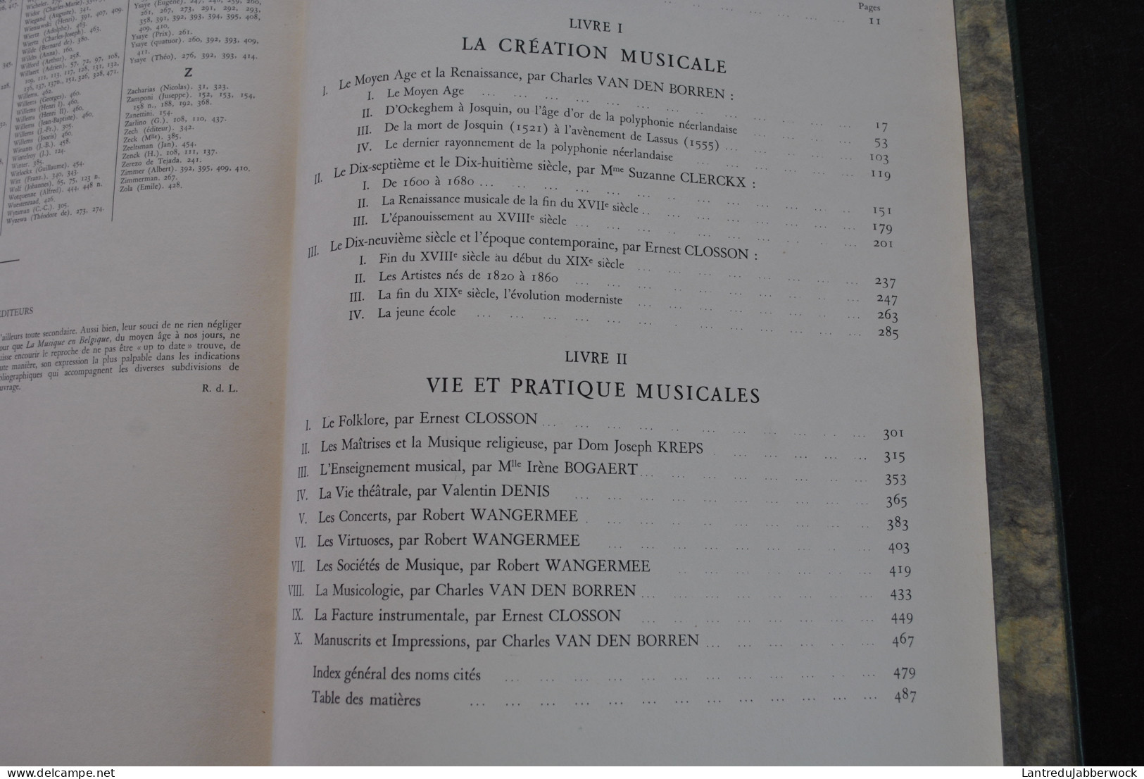 La Musique en Belgique du Moyen-Age à nos jours Sous la direction d'Ernest Closson Dédicace Envoi Reliure