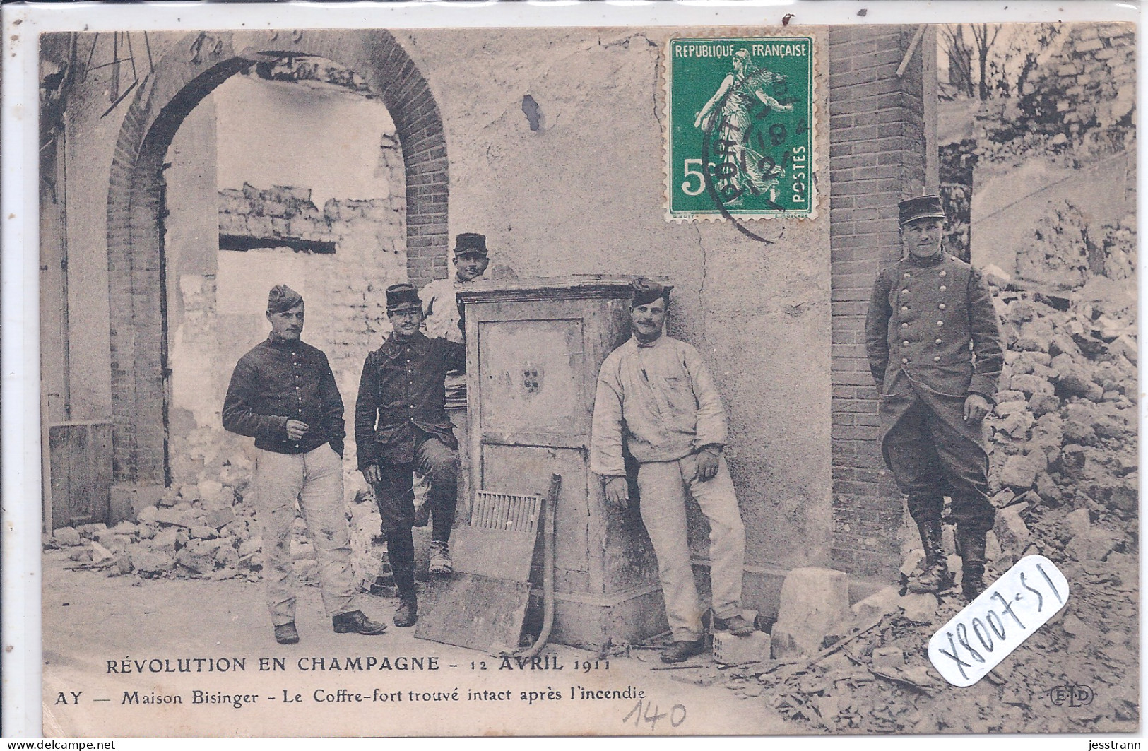 AY- REVOLTE DES VIGNERONS 1911- MAISON BISINGER- LE COFFRE-FORT TROUVE APRES L INCENDIE- ELD - Ay En Champagne