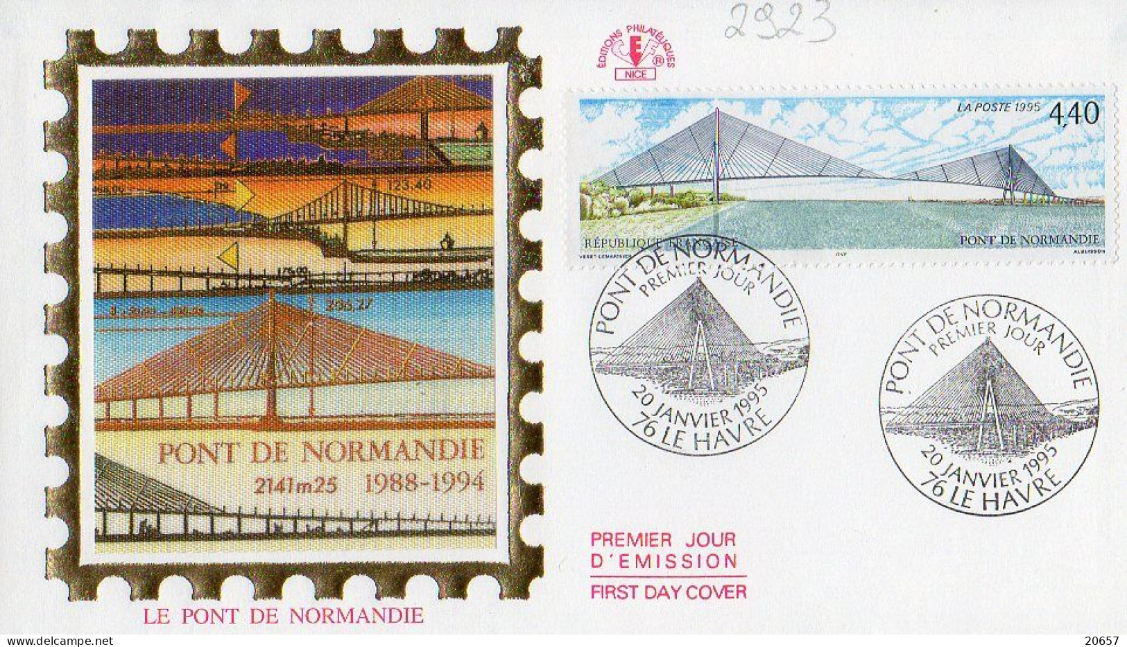 France 2923 Fdc Pont De Normandie - Puentes