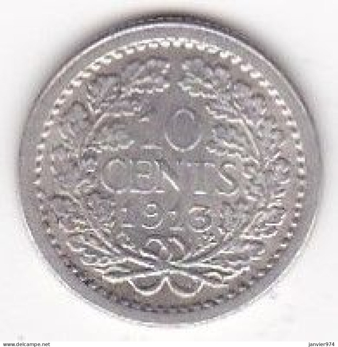 Pays Bas 10 Cents 1913 Wilhelmina, En Argent , KM# 145, SUP/XF - 10 Centavos