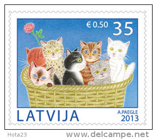 Latvia 2013 Cat /cats Pet Fee Full Set MNH - Letonia