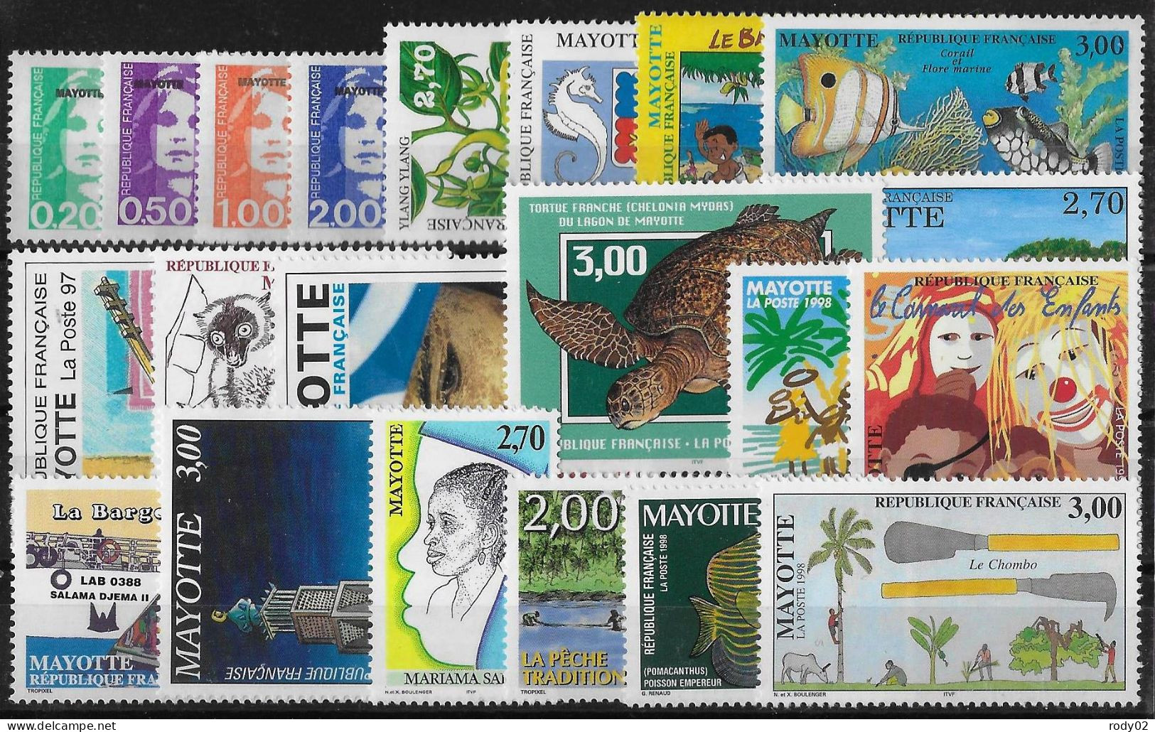 MAYOTTE - LOT ANNEES 1997 A 2001 - 5 SCANS - NEUF** MNH - Ungebraucht