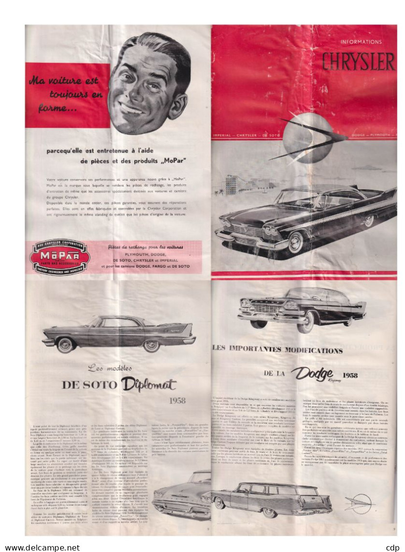 Informations Chrysler  1958 - Voitures