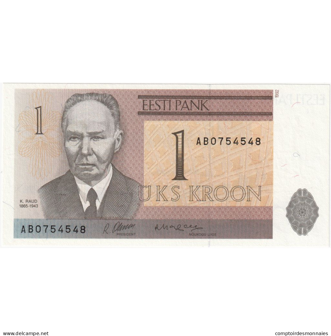 Billet, Estonie, 1 Kroon, KM:69a, NEUF - Estonia