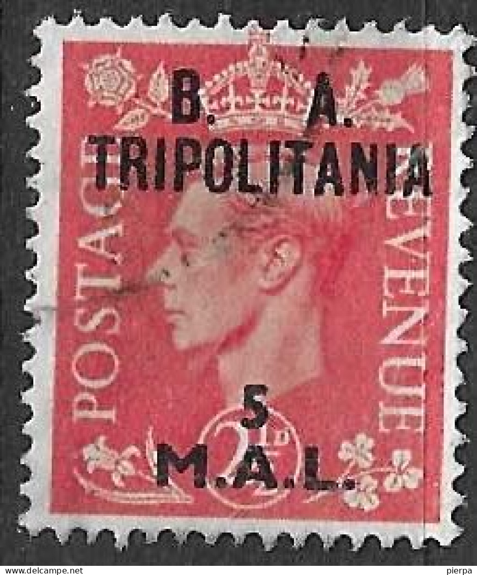 TRIPOLITANIA - OCC. BRITANNICA - 1951 - RE GIORGIO - 5L./21/2D - USATO (YVERT 31 -  MICHEL 31 -SS A 32) - Tripolitaine
