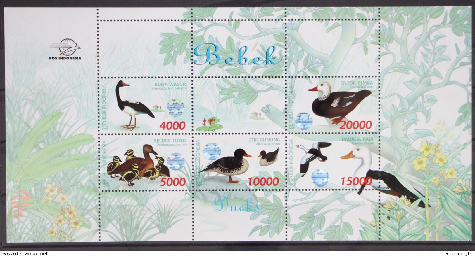 Indonesien 1828-1832 Postfrisch Als Kleinbogen, Enten Vögel #GD834 - Indonesia
