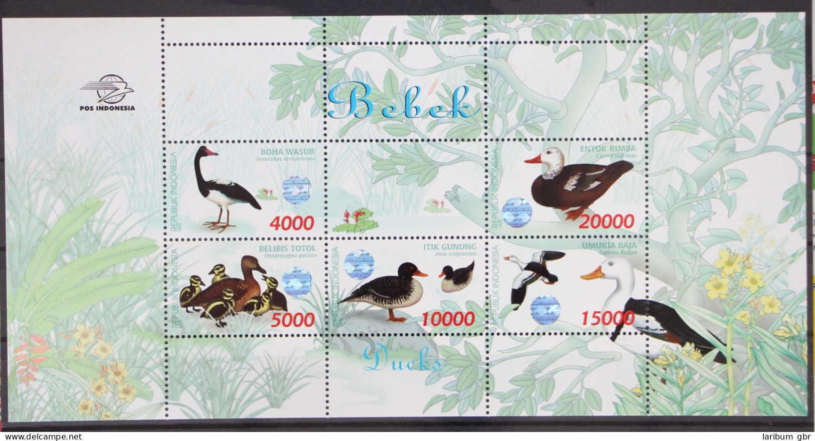 Indonesien 1828-1832 Postfrisch Als Kleinbogen, Enten Vögel #GD835 - Indonesia