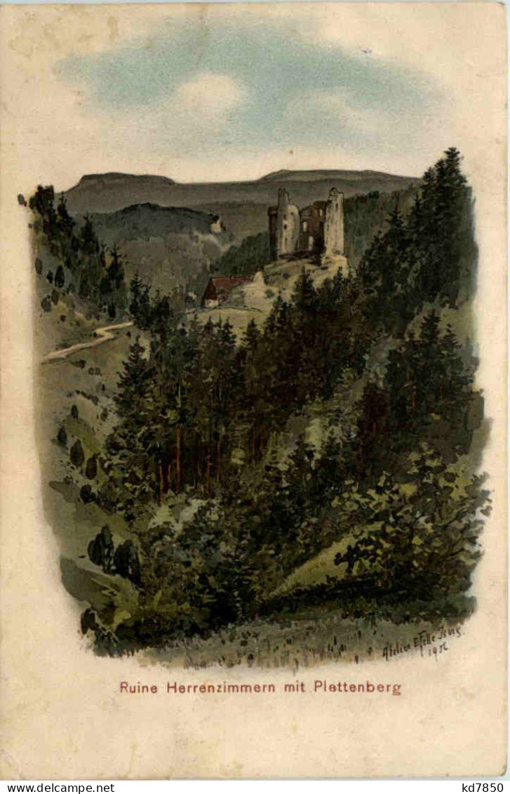 Ruine Herrenzimmern Mit Plattenberg - Künstler-AK Eugen Felle - Rottweil