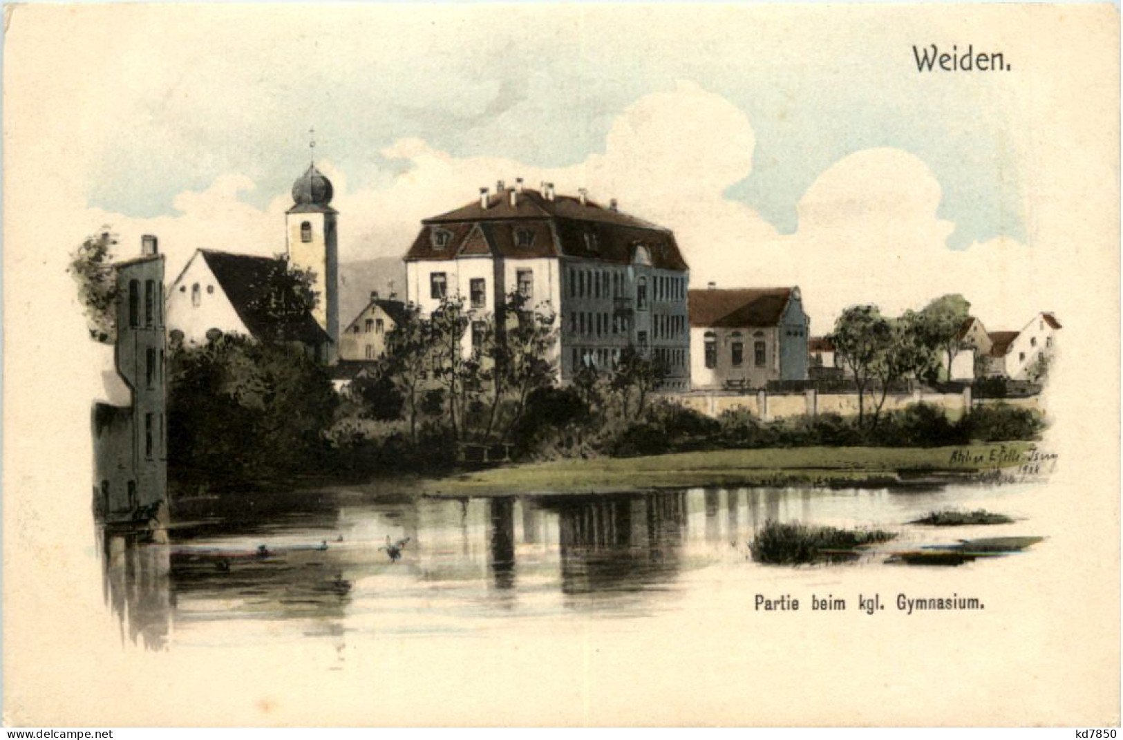 Weiden - Partie Beim Gymnasium - Künstler-AK Eugen Felle - Weiden I. D. Oberpfalz