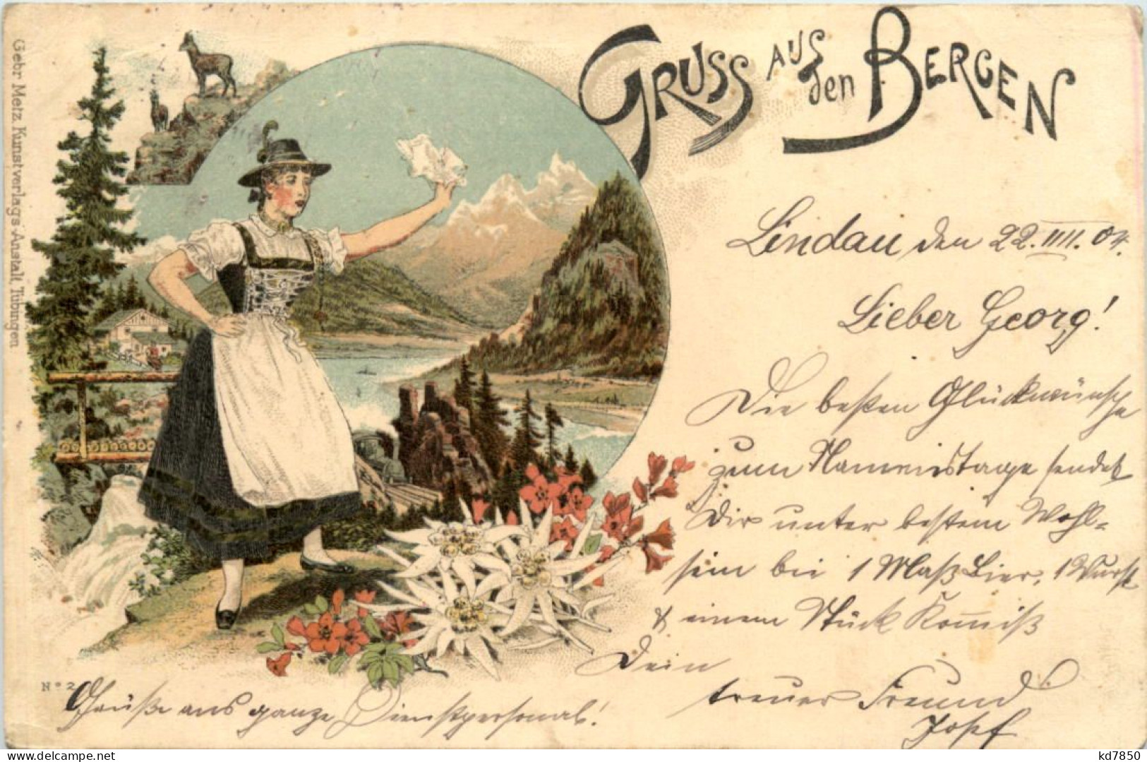 Gruss Aus Den Bergen - Litho - Künstler-AK Eugen Felle - Greetings From...