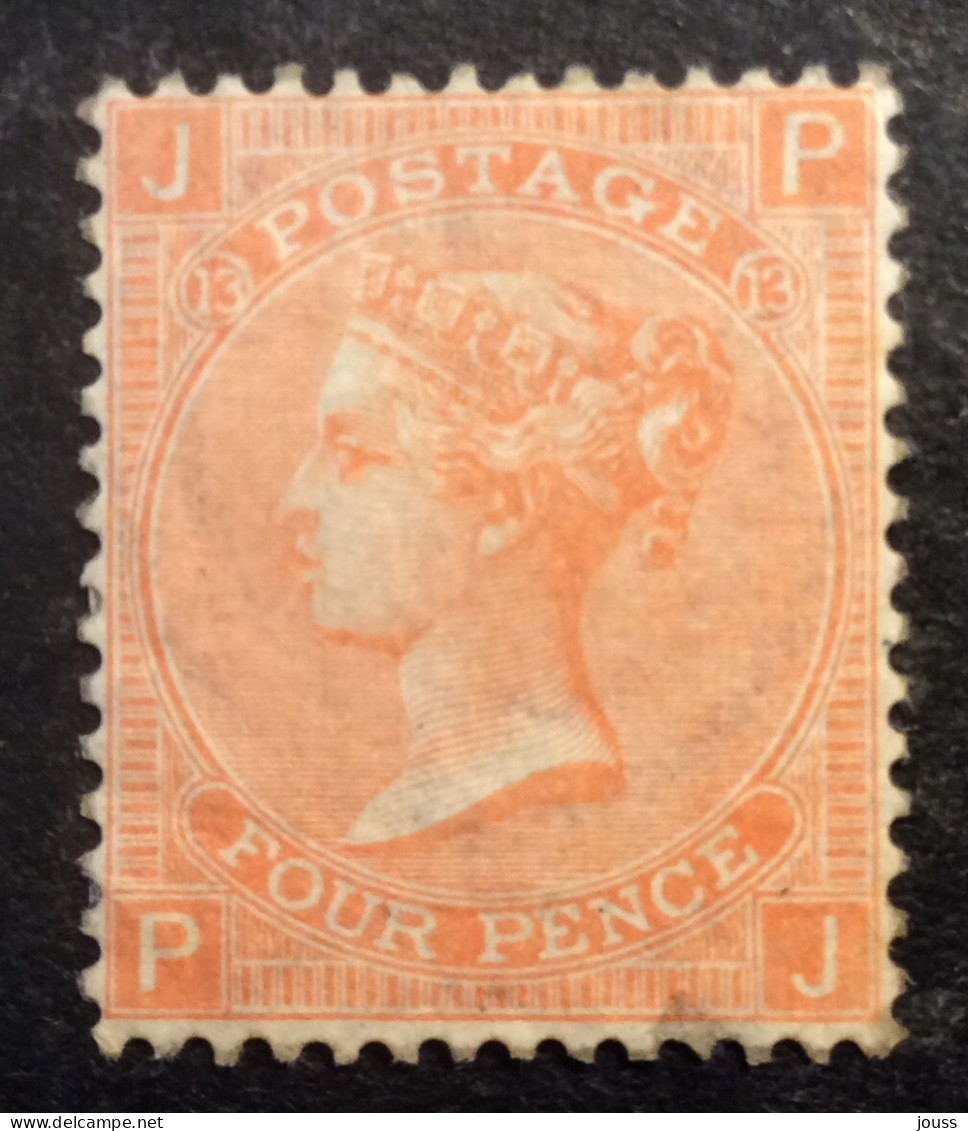 GB21 Victoria 4 P Rouge Orange YT N° 32 Neuf * Grande Jarretière Défraîchi Peu De Gomme - Nuevos