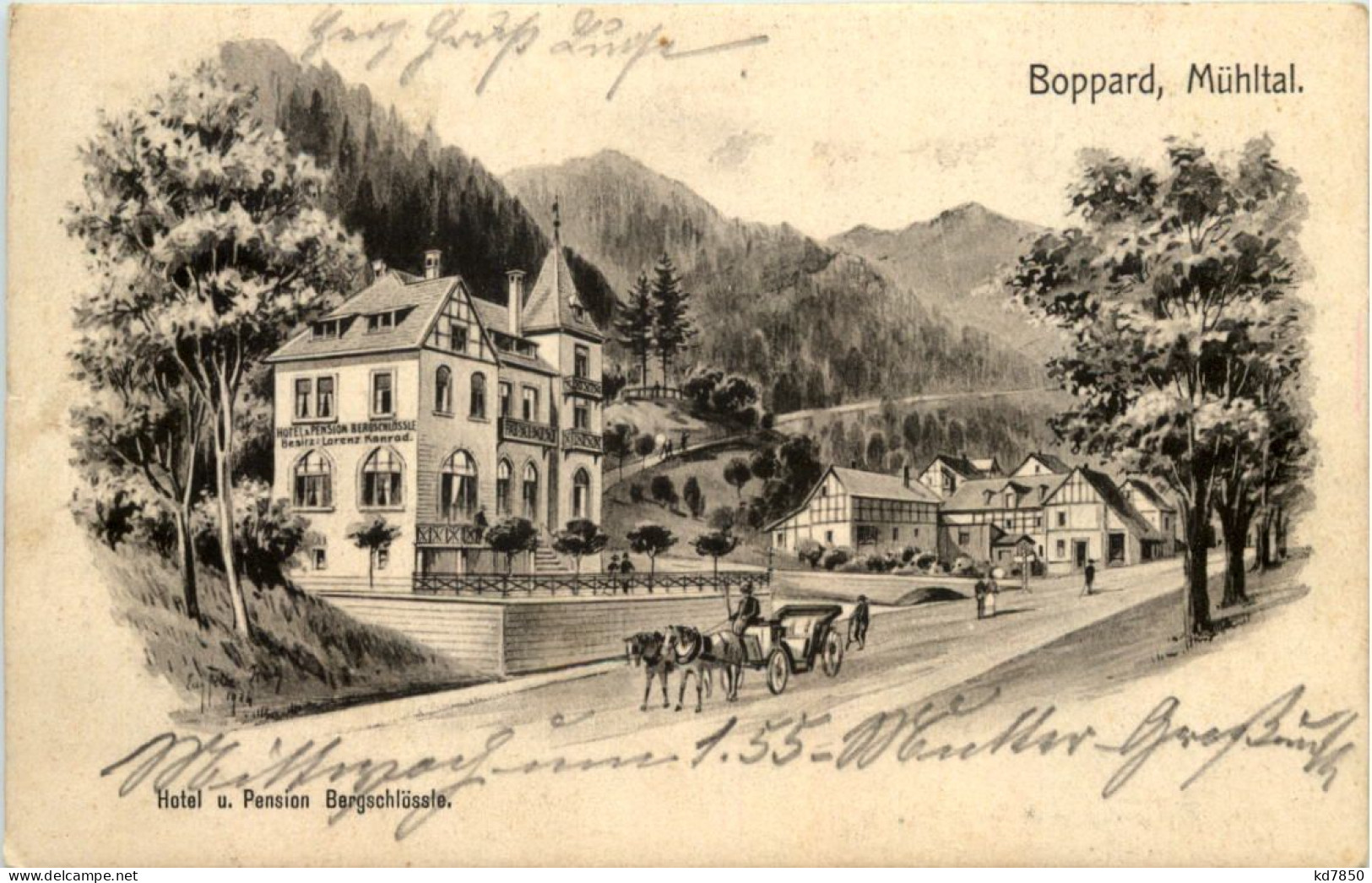 Boppard - Mühltal - Hotel Bergschlössle - Künstler-AK Eugen Felle - Boppard