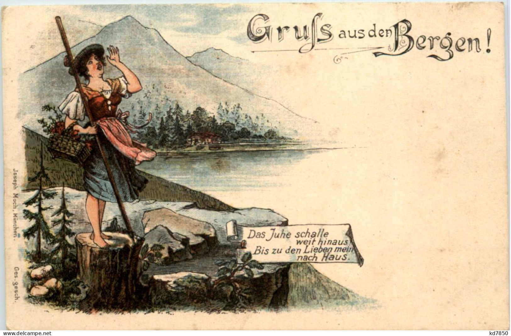 Gruss Aus Den Bergen - Litho - Künstler-AK Eugen Felle - Greetings From...