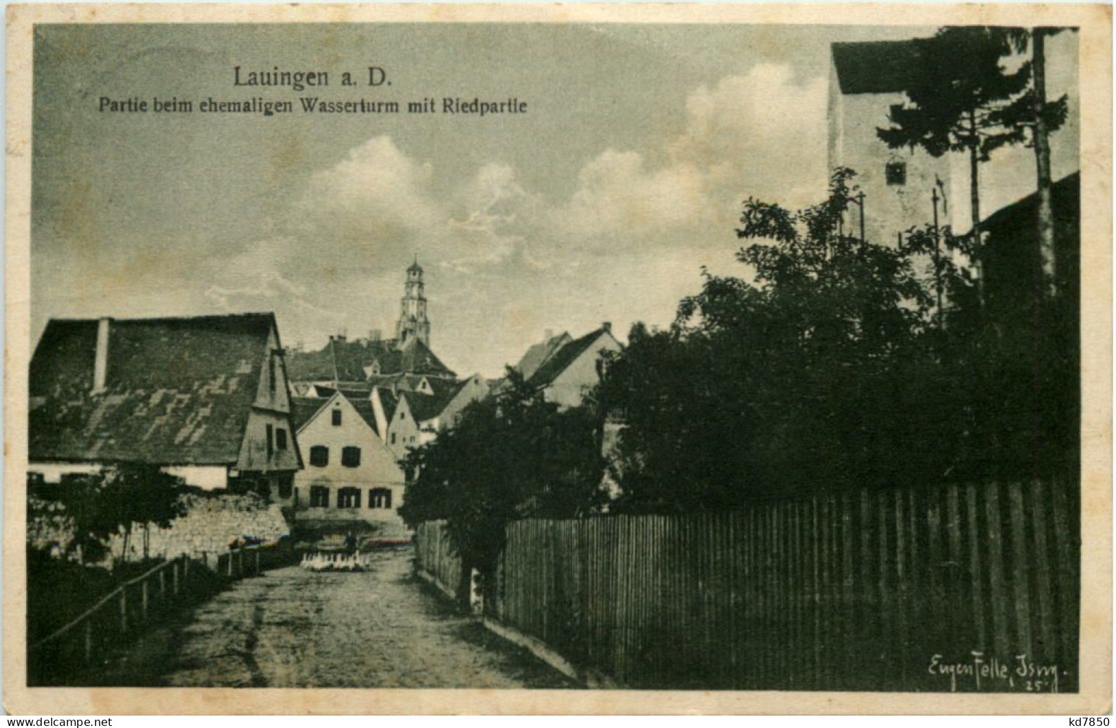 Lauingen - Partie Beim Ehemaligen Wasserturm - Künstler-AK Eugen Felle - Dillingen