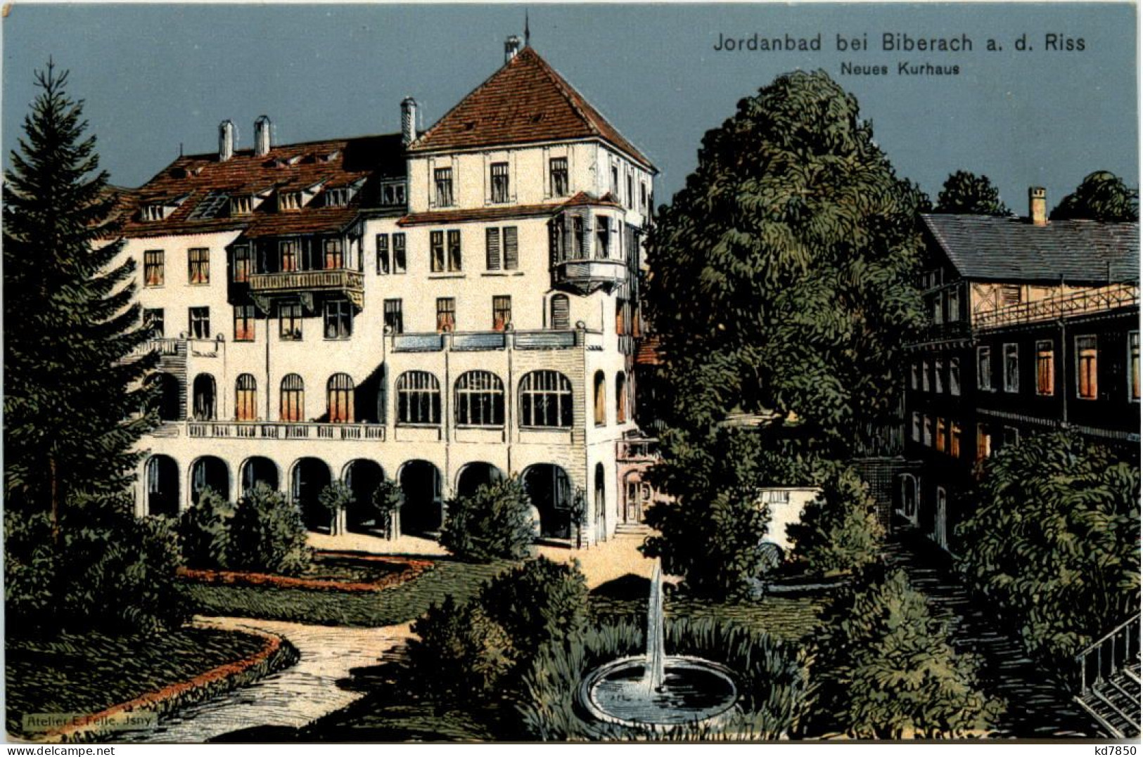 Jordanbad Bei Biberach - Neues Kurhaus - Künstler-AK Eugen Felle - Biberach