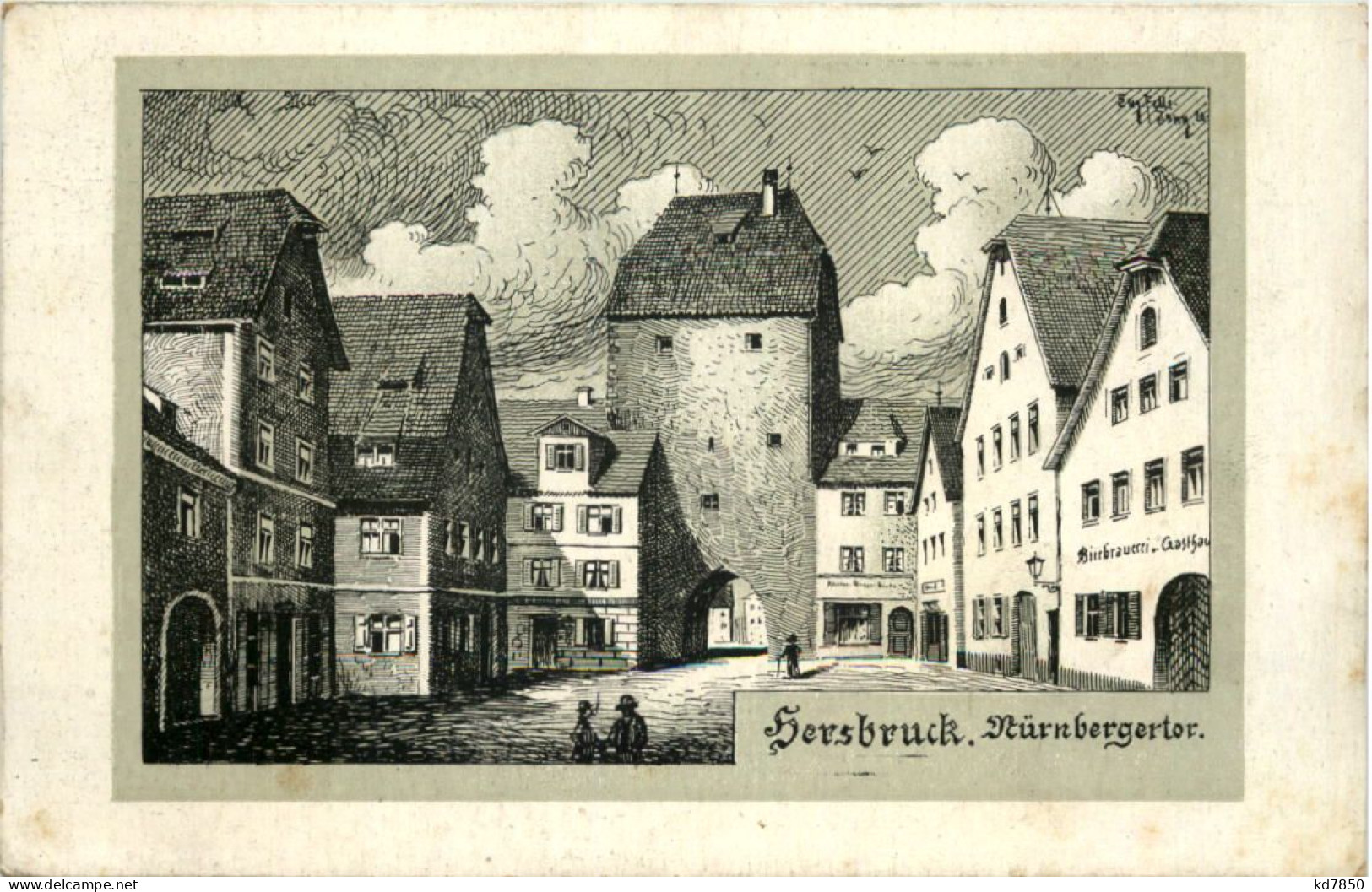 Hersbruck - Nürnbergertor - Künstler-AK Eugen Felle - Hersbruck