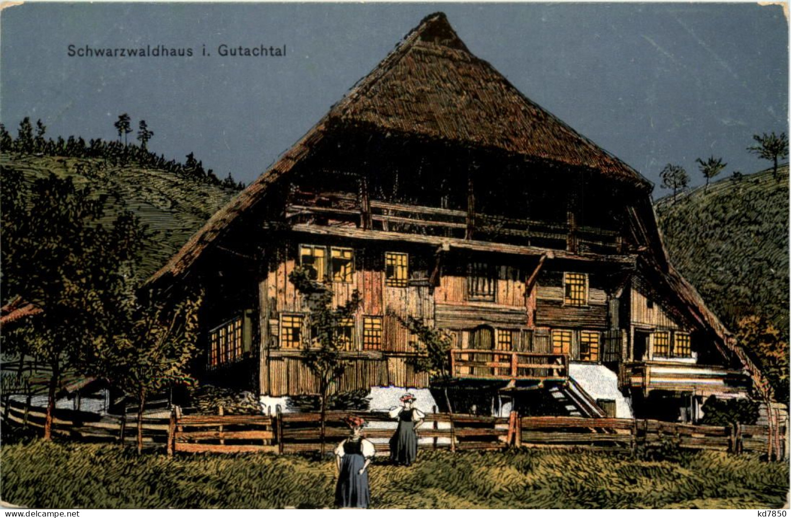 Schwarzwaldhaus Im Gutachtal - Künstler-AK Eugen Felle - Gutach (Breisgau)