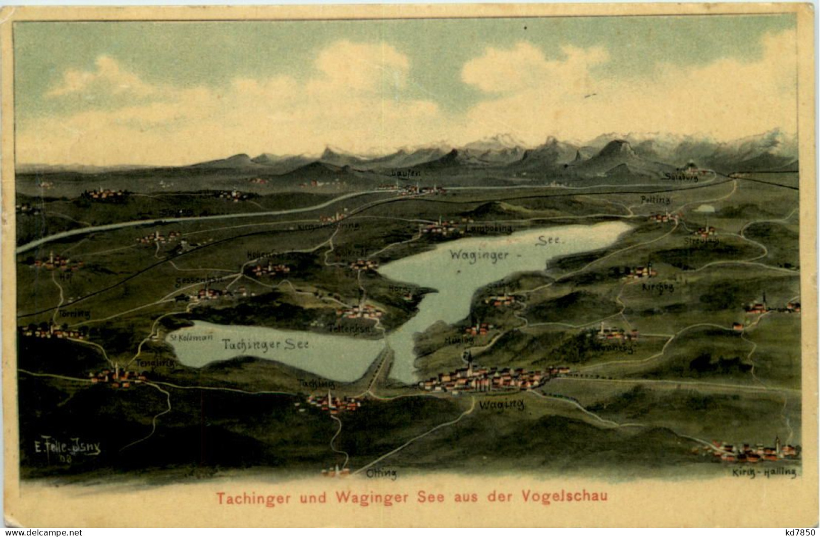 Tachinger Und Waginger See - Künstler-AK Eugen Felle - Traunstein