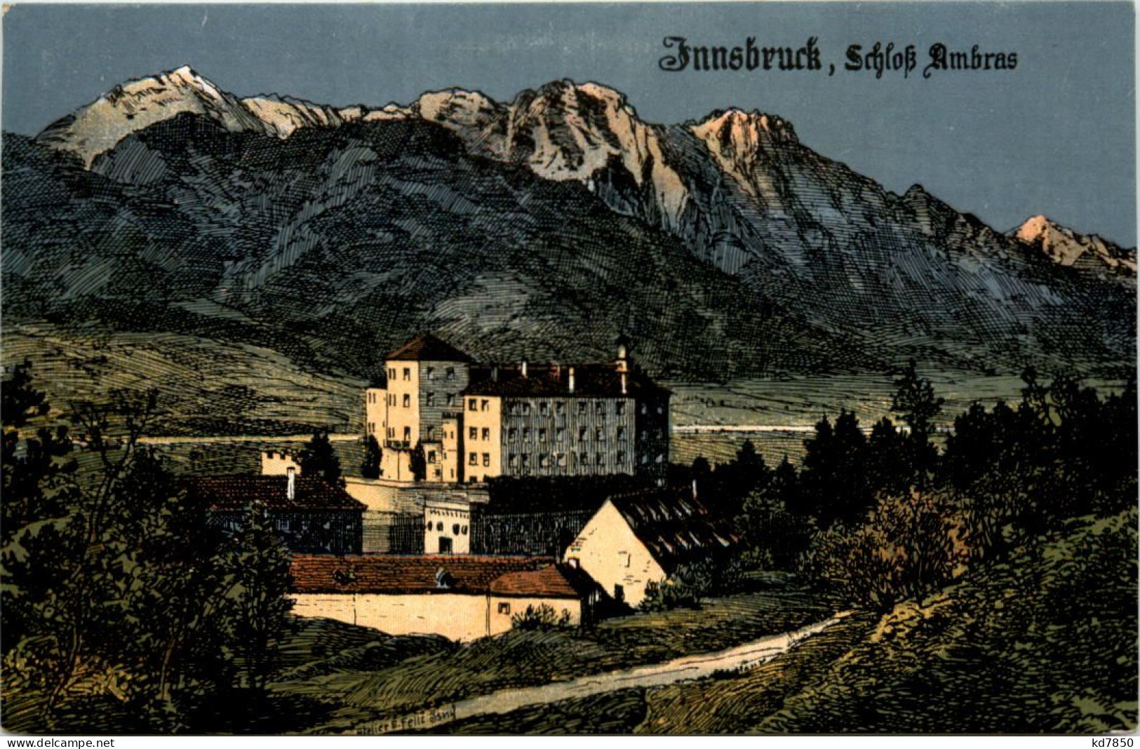 Innsbruck Schloss Anbras - Künstler-AK Eugen Felle - Imst