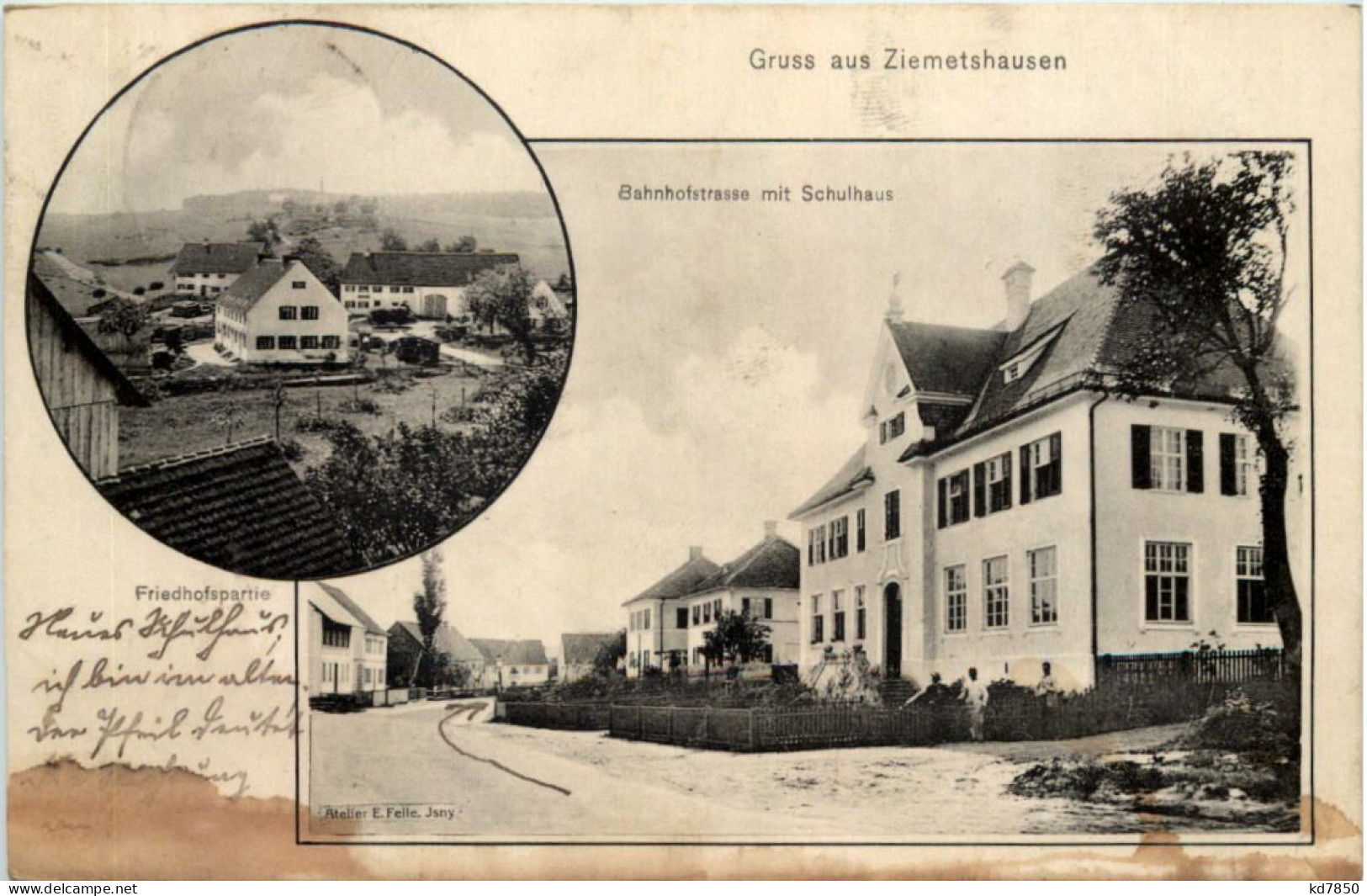 Gruss Aus Ziemetshausen - Bahnhofstrasse - Künstler-AK Eugen Felle - Guenzburg