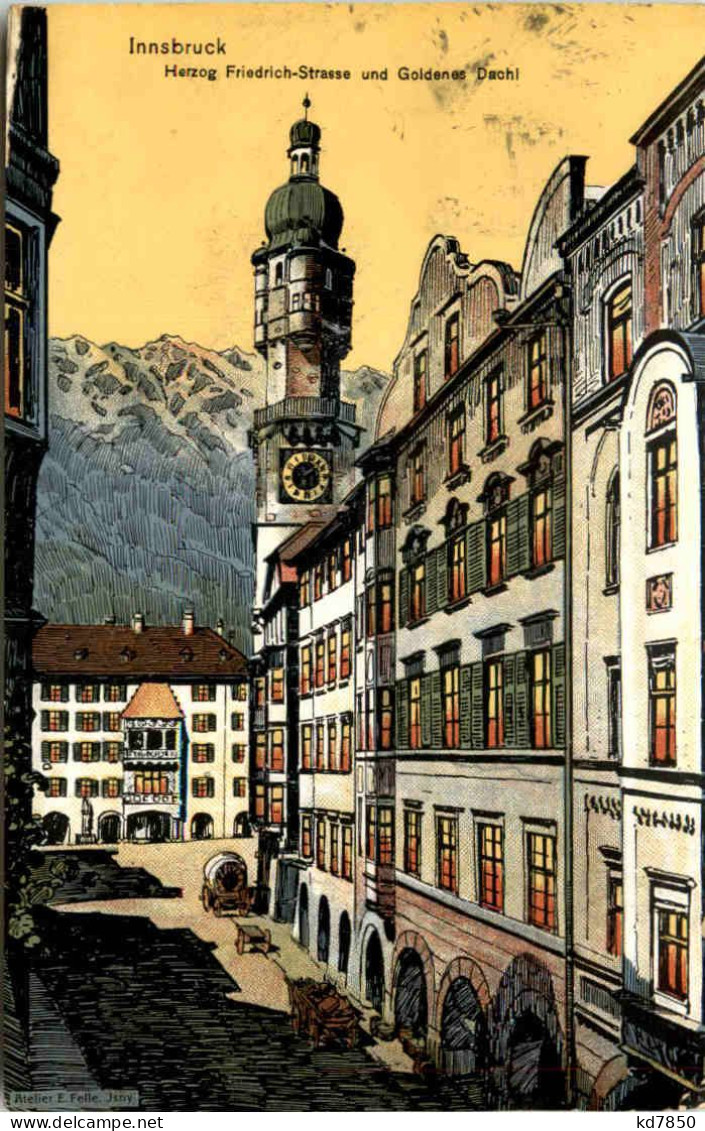 Innsbruck - Herzog Friedrich Strasse - Künstler-AK Eugen Felle - Imst