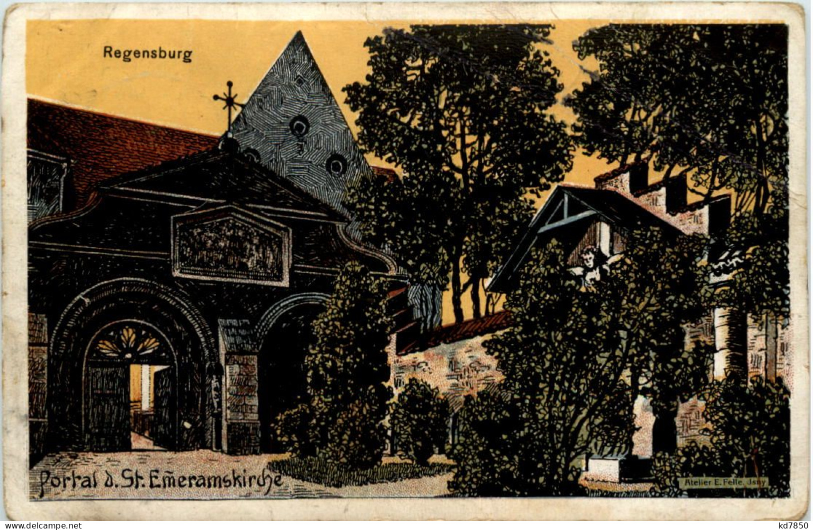 Regensburg - Portal Der St. Emeramskirche - Künstler-AK Eugen Felle - Regensburg