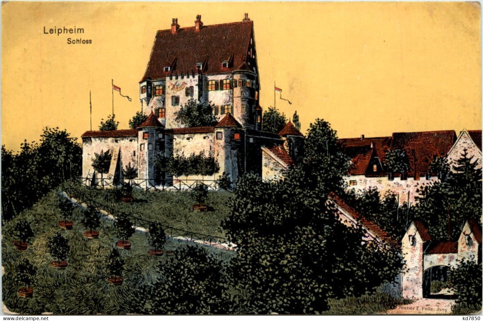 Leipheim - Schloss - Künstler-AK Eugen Felle - Günzburg