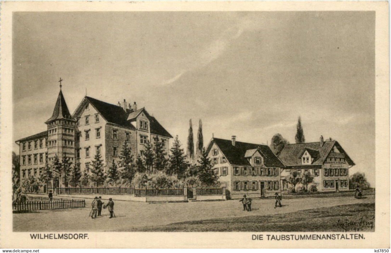 Wilhelmsdorf - Taubstummenanstalten - Künstler-AK Eugen Felle - Ravensburg