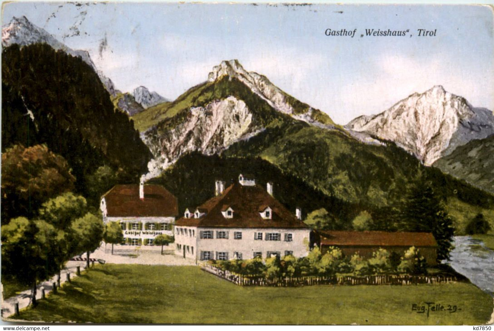 Tirol - Gasthof Weisshuas - Künstler-AK Eugen Felle - Reutte