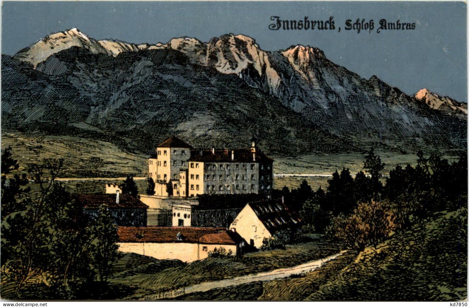 Innsbruck Schloss Ambras - Künstler-AK Eugen Felle - Innsbruck