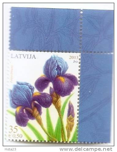 LATVIA 2013 Flower Iris MNH Stamp Which Are Denominated In Lats And Euro - Letland