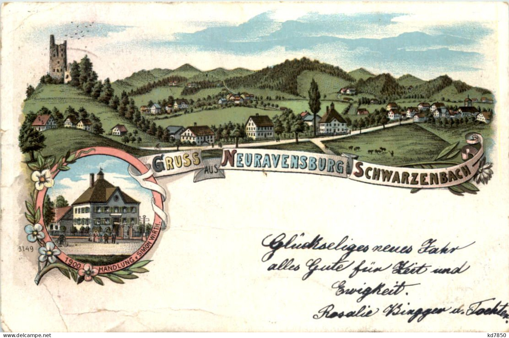 Gruss Aus Neuravensburg Schwarzenbach - Litho - Wangen I. Allg.