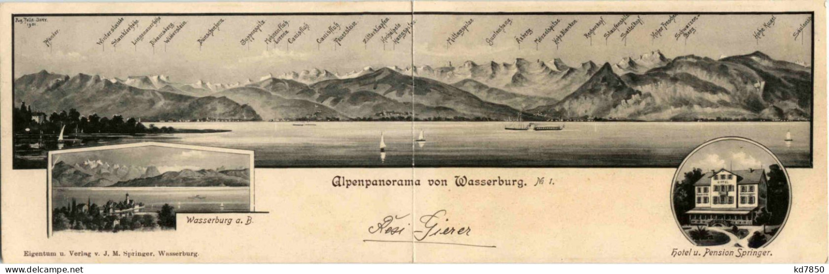 Wasserburg - Klappkarte - Künstler-AK Eugen Felle - Wasserburg A. Bodensee