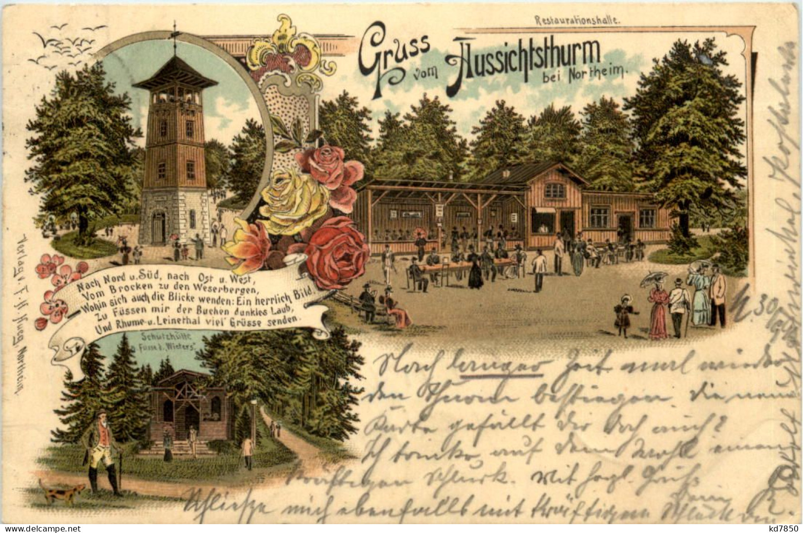 Northeim - Gruss Vom Aussichtsthurm - Litho 1896 - Northeim