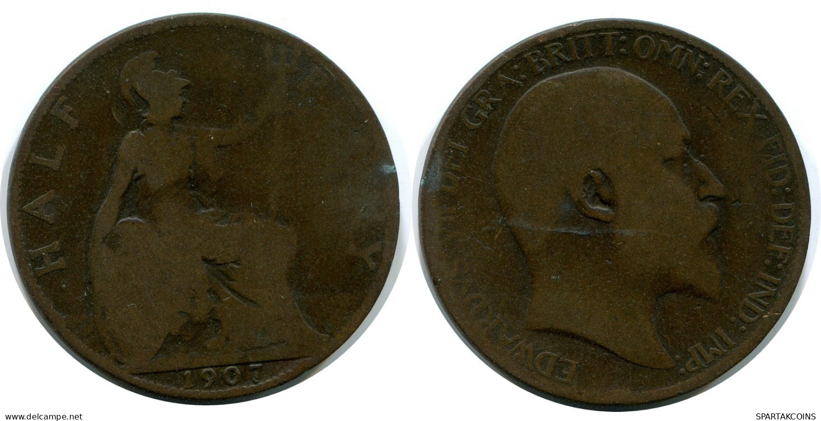 HALF PENNY 1907 UK GREAT BRITAIN Coin #AZ618.U.A - C. 1/2 Penny