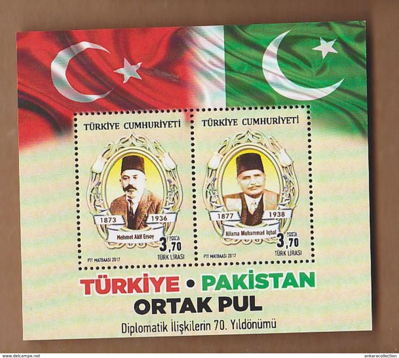 AC - TURKEY STAMP -   TURKEY - PAKISTAN JOINT STAMP MNH ANKARA, 09 OCTOBER 2017 ​MEHMET AKIF ERSOY ALLAMA MUHAMMAD IQBAL - Nuovi