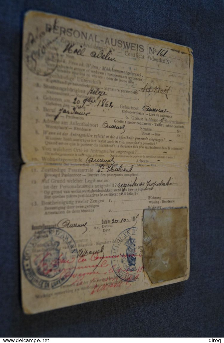 Ancienne Carte,Noël Adelain,certificat D'identité 1918 ? à Identifier, Pour Collection - Documentos Históricos