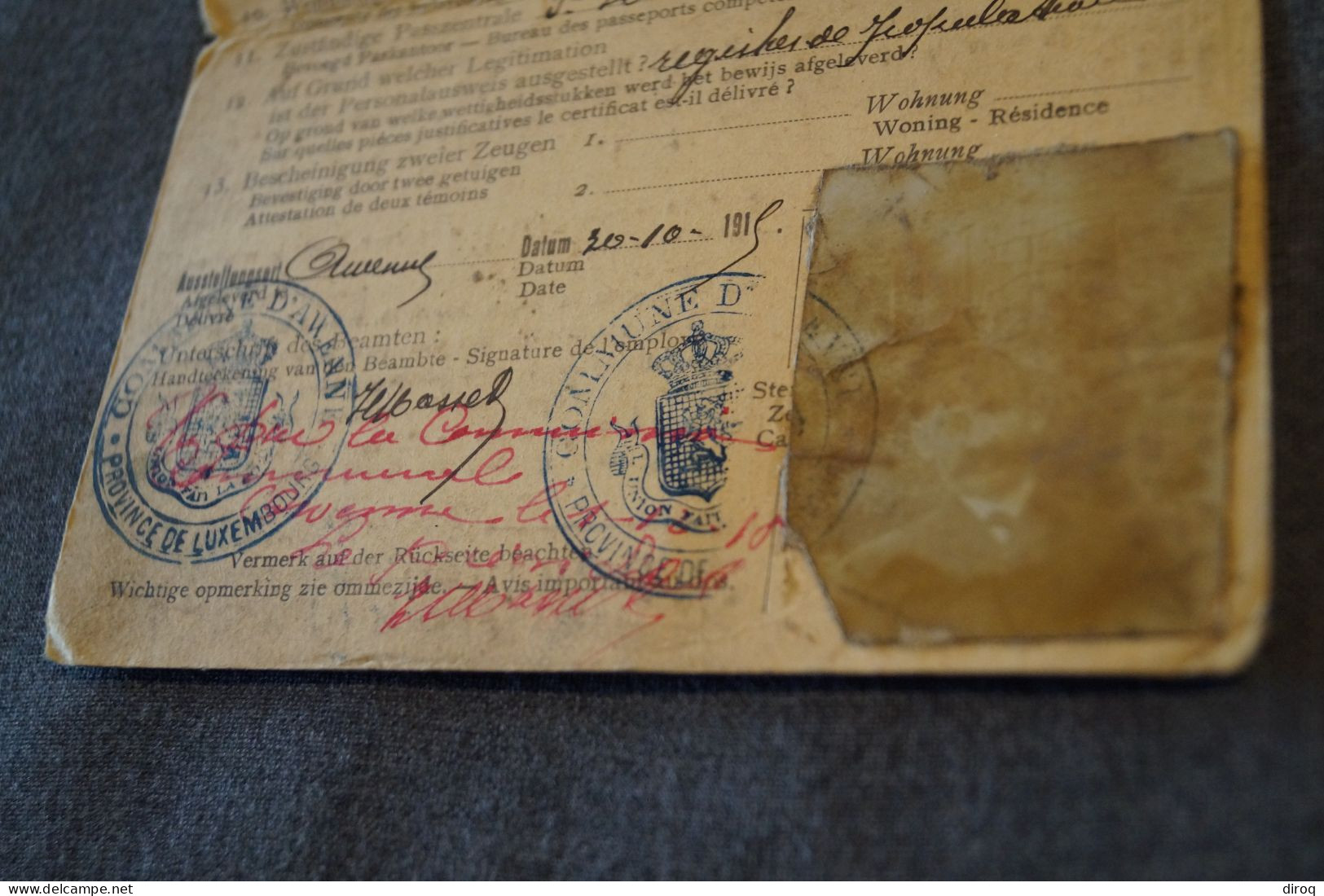 Ancienne Carte,Noël Adelain,certificat D'identité 1918 ? à Identifier, Pour Collection - Documentos Históricos