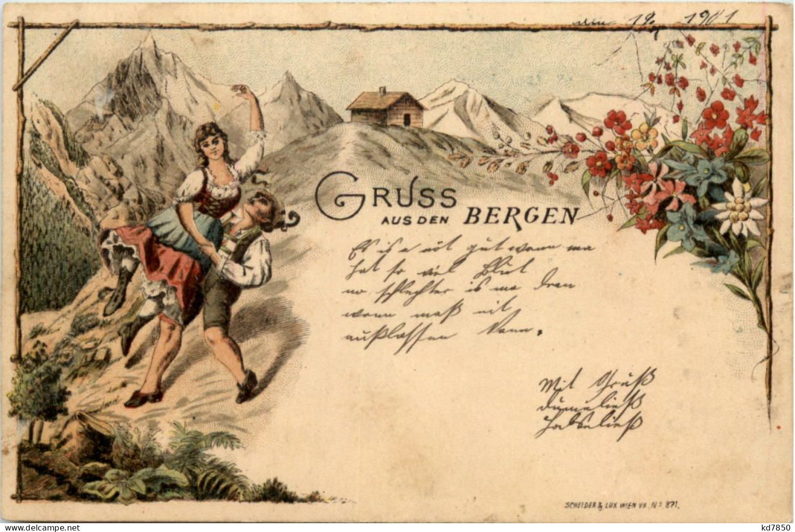 Gruss Aus Den Bergen - Litho - Greetings From...