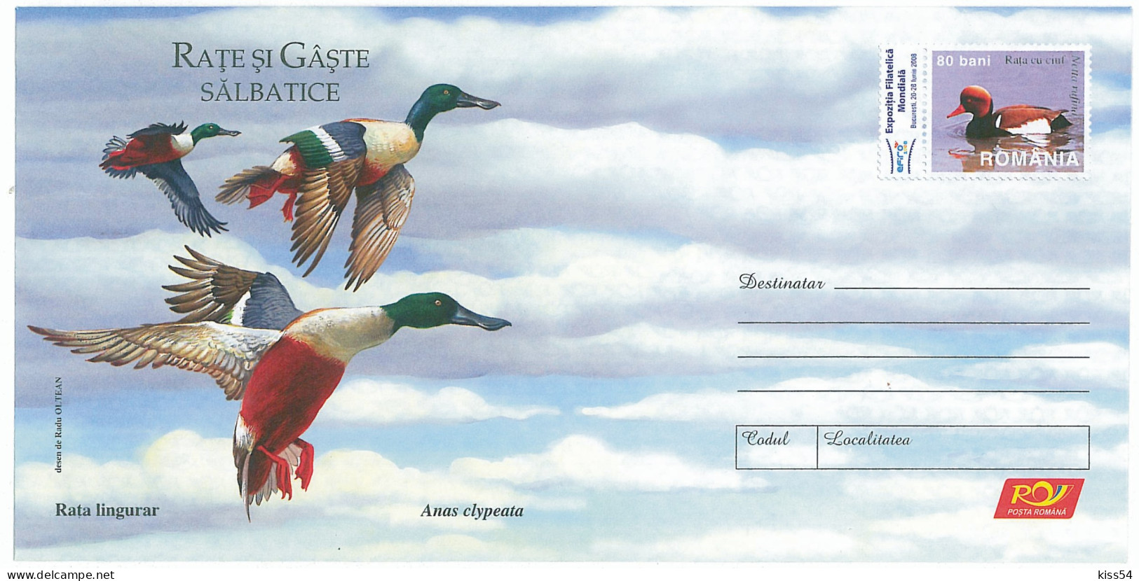 IP 2007 - 52 DUCK, Romania - Stationery - Unused - 2007 - Canards