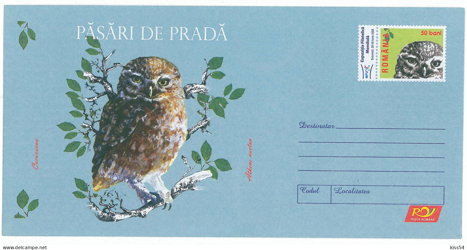 IP 2007 - 31 OWL, Romania - Stationery - Unused - 2007 - Owls