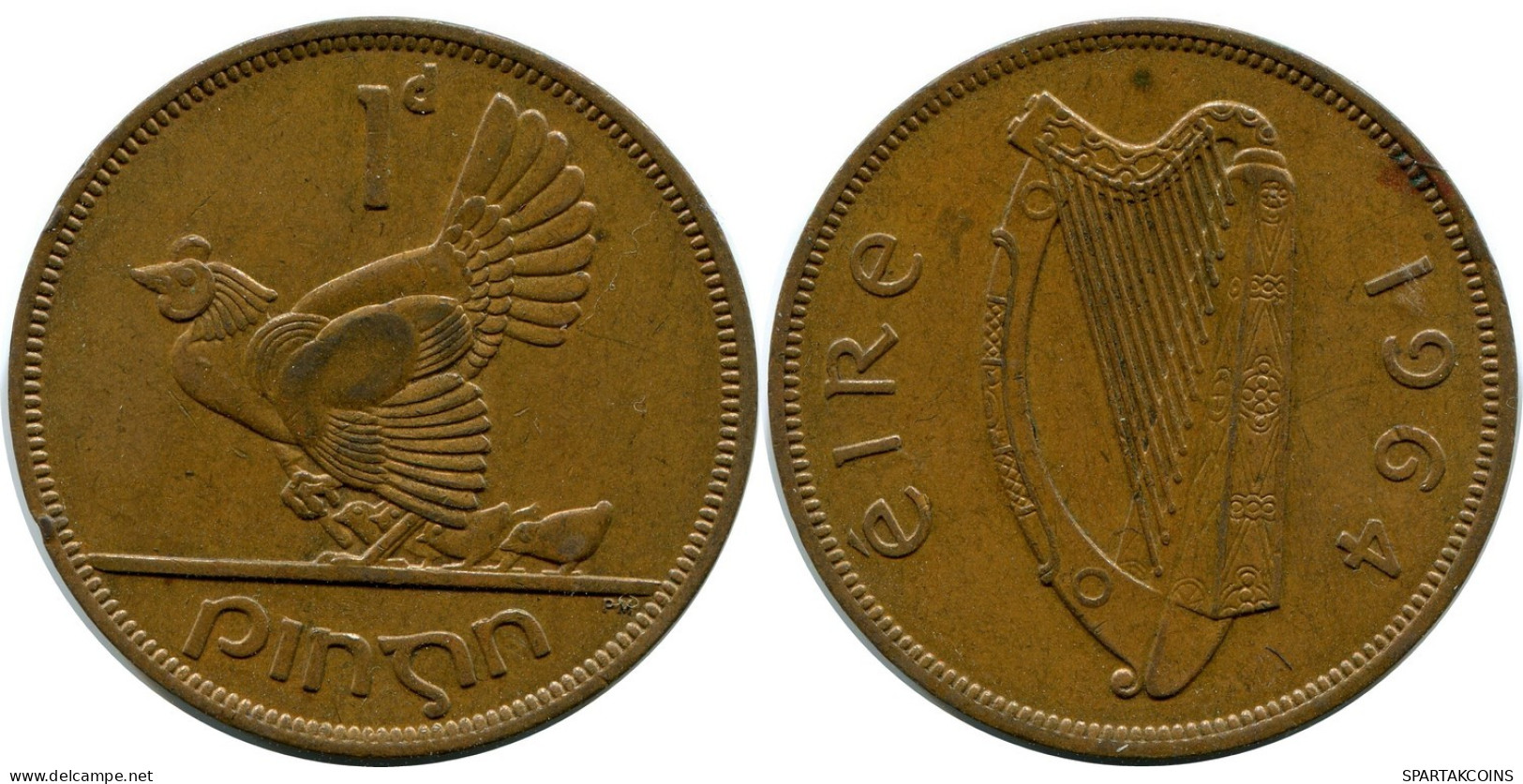 1 PENNY 1964 IRLANDA IRELAND Moneda #AY660.E.A - Irlanda